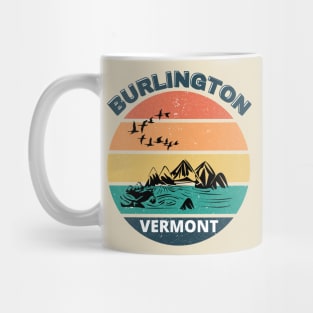 Burlington Vermont Lake Retro Vintage Sunset Mug